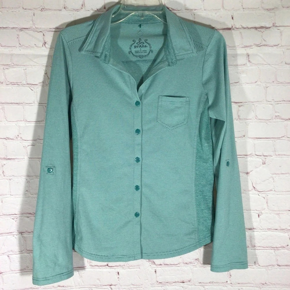 Prana Striped Long Sleeve Button Down Top - Size Small - Picture 1 of 5